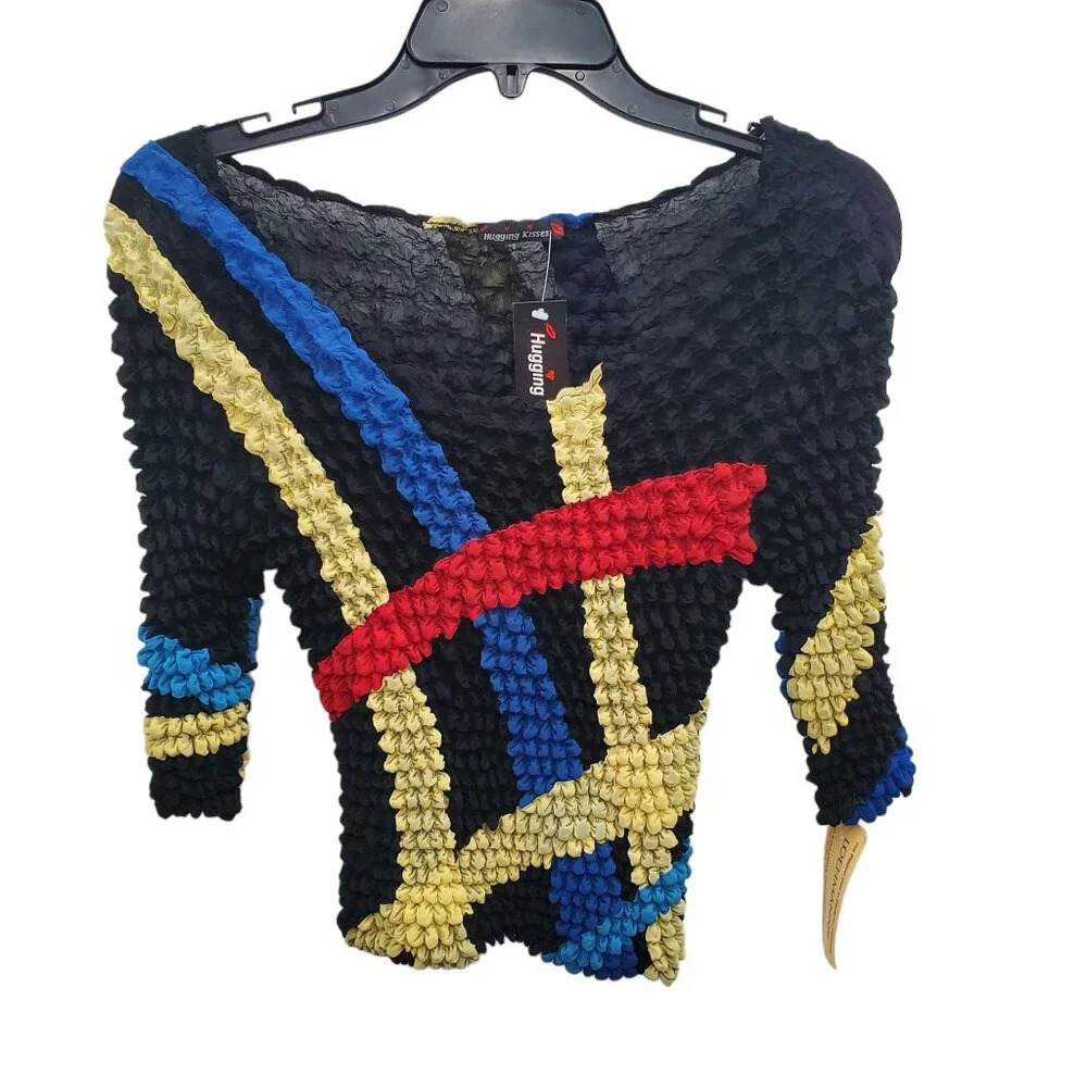 Y2K Loehmann's Bodycon O/S Art-Inspired Top with Primary Colored Stripes (NWT)
